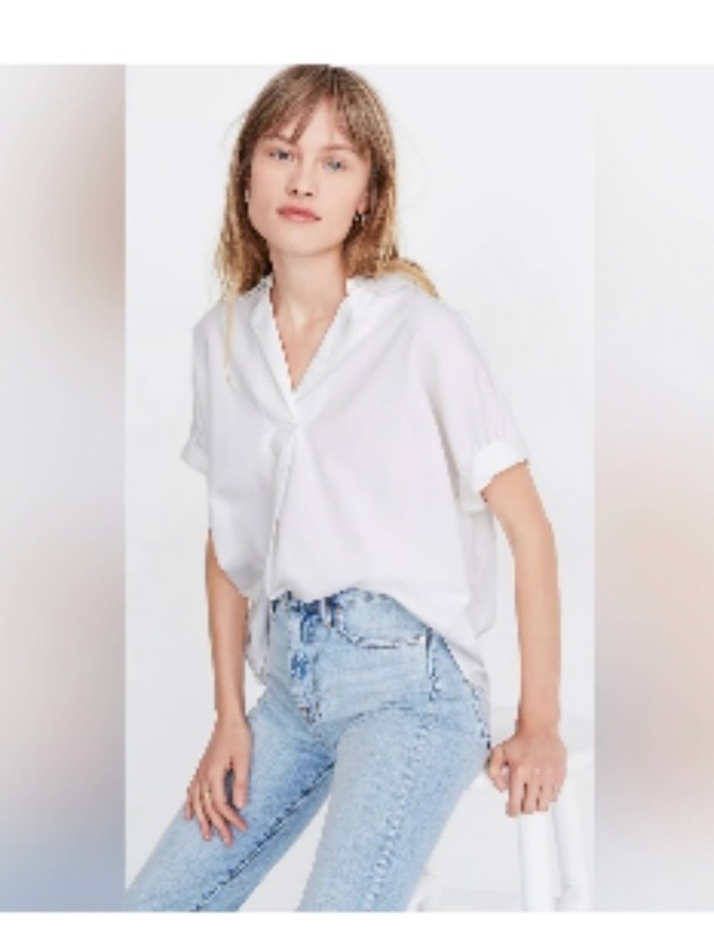Madewell Short Sleeve Popover Top White